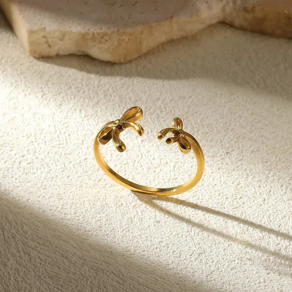 Gold_Bowknot_3_Pcs_Rings_Earrings_For_Women